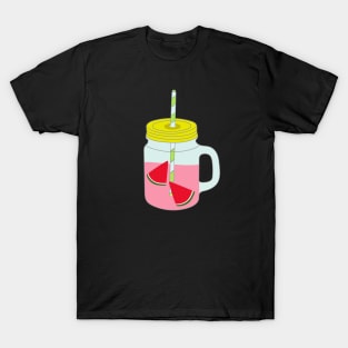 Jar with a straw with a fruit drink. T-Shirt